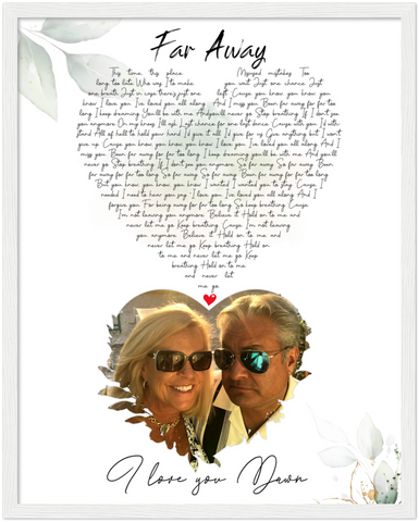 Song Lyrics -- I love you Dawn -- White framed 16"x20" --  Gelato