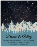 Star Maps Anniversary --  Unframed 16''x20'' -- Donnie & Ashley