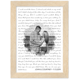 Music Lyrics Song -- natural wood Framed poster / 6”x8” -- John & Courtney
