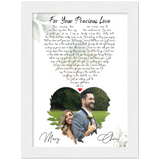 Lyrics -- Chris & Mary 10.9.21 -- White Framed 6”x8” -- Gelato