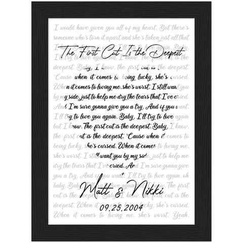 Gelato Black Framed Poster 6x8 - First Cut is The Deepest - Matt & Nikki 09/25/2004