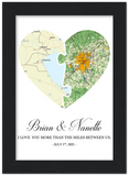 Map poster -- Brian & Nanette -- Black Framed 5”x7” -- Gelato