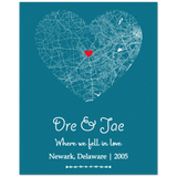 City Heart Map -- Poster/ 8''x 10'' -- Dre & Jae