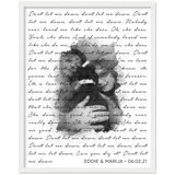 Lyrics -- Eddie & Marija 6-2-21 -- White framed 16"x20" -- Gelato