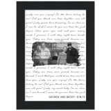 Lyrics --  George and Becky 8.18.73 -- Black Framed 5”x7” -- Gelato