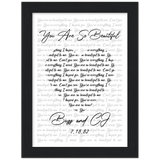 Lyrics Song -- Black Framed poster / 6”x8” -- Buzz and CJ 7/18/82