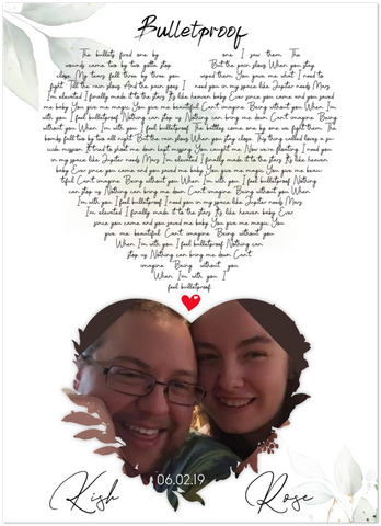 Song Lyrics -- Kish & Rose 6/2/19 -- 5''x 7'' -- Gelato