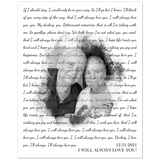 Lyrics Song -- Poster/ 16''x20'' -- I will always love you! 12/31/2021