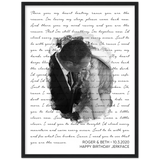 Lyrics -- Roger & Beth 10/3/2020 -- Black framed 18x24 -- Gelato