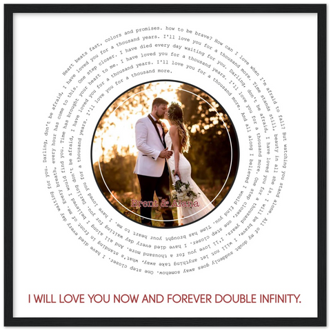 Song Record -- Black Framed square/ 20''x20'' -- Brent & Alana