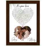 Music Lyrics Song -- Dark wood framed 6”x8” -- Amy & Marty