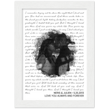 Lyrics Song -- White Framed poster / 6”x8” -- Neris & Julien