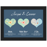 Star map -- Jacqui & Connor -- Black framed 6x8 -- Gelato