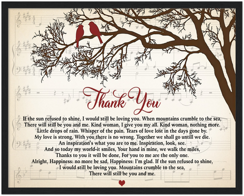 Thank You Lyrics Poster -- 25 -- Black framed 16x20 -- Gelato