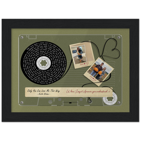 Cassettes-Tape Prints -- Black Framed poster / 6”x8” -- Kels and TJ