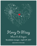 City Heart Map -- Unframed  16''x20'' -- Henry & Missy